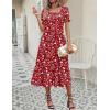 image:imageZeagoo Summer Dresses for Women Flowy Casual Midi Dress Short Sleeve Tiered Dress Beach Vacation Sundresses with PocketsRedfloral