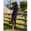 image:imageZeagoo Women Floral Summer Casual Beach Printed Tank Dress with Pockets Pleated Front Long Dress2601 Ablack