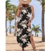 image:imageZeagoo Women Floral Summer Casual Beach Printed Tank Dress with Pockets Pleated Front Long Dress2601 Aleaf Black