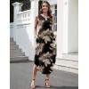 image:imageZeagoo Women Floral Summer Casual Beach Printed Tank Dress with Pockets Pleated Front Long Dress2601 Aleaf Black