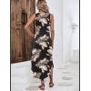 image:imageZeagoo Women Floral Summer Casual Beach Printed Tank Dress with Pockets Pleated Front Long Dress2601 Aleaf Black