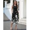 image:imageZeagoo Women Floral Summer Casual Beach Printed Tank Dress with Pockets Pleated Front Long Dress2602 Black Floral