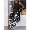 image:imageZeagoo Women Floral Summer Casual Beach Printed Tank Dress with Pockets Pleated Front Long Dress2602 Black Floral