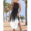 image:imageZeagoo Women Floral Summer Casual Beach Printed Tank Dress with Pockets Pleated Front Long Dress2602 Blackwhite