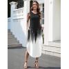 image:imageZeagoo Women Floral Summer Casual Beach Printed Tank Dress with Pockets Pleated Front Long Dress2602 Blackwhite