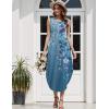 image:imageZeagoo Women Floral Summer Casual Beach Printed Tank Dress with Pockets Pleated Front Long Dress2602 Blue Floral