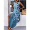 image:imageZeagoo Women Floral Summer Casual Beach Printed Tank Dress with Pockets Pleated Front Long Dress2602 Blue Floral