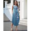 image:imageZeagoo Women Floral Summer Casual Beach Printed Tank Dress with Pockets Pleated Front Long Dress2602 Blue Floral