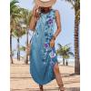 image:imageZeagoo Women Floral Summer Casual Beach Printed Tank Dress with Pockets Pleated Front Long Dress2602 Blue Floral