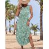 image:imageZeagoo Women Floral Summer Casual Beach Printed Tank Dress with Pockets Pleated Front Long Dress2602 Green Floral