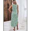 image:imageZeagoo Women Floral Summer Casual Beach Printed Tank Dress with Pockets Pleated Front Long Dress2602 Green Floral