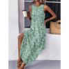 image:imageZeagoo Women Floral Summer Casual Beach Printed Tank Dress with Pockets Pleated Front Long Dress2602 Green Floral