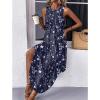 image:imageZeagoo Women Floral Summer Casual Beach Printed Tank Dress with Pockets Pleated Front Long Dress2602 Navy Floral