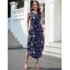 image:imageZeagoo Women Floral Summer Casual Beach Printed Tank Dress with Pockets Pleated Front Long Dress2602 Navy Floral