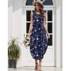 image:imageZeagoo Women Floral Summer Casual Beach Printed Tank Dress with Pockets Pleated Front Long Dress2602 Navy Floral