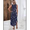 image:imageZeagoo Women Floral Summer Casual Beach Printed Tank Dress with Pockets Pleated Front Long Dress2602 Navy Floral