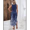 image:imageZeagoo Women Floral Summer Casual Beach Printed Tank Dress with Pockets Pleated Front Long Dress2602 Navy Printed