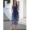 image:imageZeagoo Women Floral Summer Casual Beach Printed Tank Dress with Pockets Pleated Front Long Dress2602 Navy Printed