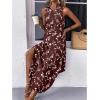 image:imageZeagoo Women Floral Summer Casual Beach Printed Tank Dress with Pockets Pleated Front Long Dress2603 Brown Floral
