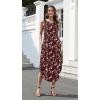 image:imageZeagoo Women Floral Summer Casual Beach Printed Tank Dress with Pockets Pleated Front Long Dress2603 Brown Floral