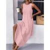 image:imageZeagoo Women Floral Summer Casual Beach Printed Tank Dress with Pockets Pleated Front Long Dress2603 Pink Dot