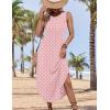 image:imageZeagoo Women Floral Summer Casual Beach Printed Tank Dress with Pockets Pleated Front Long Dress2603 Pink Dot