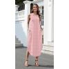 image:imageZeagoo Women Floral Summer Casual Beach Printed Tank Dress with Pockets Pleated Front Long Dress2603 Pink Dot