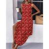 image:imageZeagoo Women Floral Summer Casual Beach Printed Tank Dress with Pockets Pleated Front Long Dress2603 Red Floral