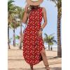 image:imageZeagoo Women Floral Summer Casual Beach Printed Tank Dress with Pockets Pleated Front Long Dress2603 Red Floral