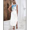 image:imageZeagoo Women Floral Summer Casual Beach Printed Tank Dress with Pockets Pleated Front Long Dress2603 White Floral