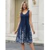 image:imageZeagoo Women Summer Casual Dresses 2026 Sleeveless Midi Pleated Tank Sundress with Pockets V Neck A Line Swing Tshirt DressBlue Flowers
