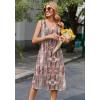 image:imageZeagoo Women Summer Casual Dresses 2026 Sleeveless Midi Pleated Tank Sundress with Pockets V Neck A Line Swing Tshirt DressCoffee Pink