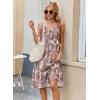 image:imageZeagoo Women Summer Casual Dresses 2026 Sleeveless Midi Pleated Tank Sundress with Pockets V Neck A Line Swing Tshirt DressCoffee Pink