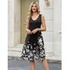 image:imageZeagoo Women Summer Casual Dresses 2026 Sleeveless Midi Pleated Tank Sundress with Pockets V Neck A Line Swing Tshirt DressFloral Black