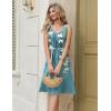 image:imageZeagoo Women Summer Casual Dresses 2026 Sleeveless Midi Pleated Tank Sundress with Pockets V Neck A Line Swing Tshirt DressGradient Plants