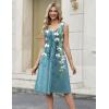 image:imageZeagoo Women Summer Casual Dresses 2026 Sleeveless Midi Pleated Tank Sundress with Pockets V Neck A Line Swing Tshirt DressGradient Plants