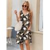 image:imageZeagoo Women Summer Casual Dresses 2026 Sleeveless Midi Pleated Tank Sundress with Pockets V Neck A Line Swing Tshirt DressLeaves Black