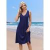 image:imageZeagoo Women Summer Casual Dresses 2026 Sleeveless Midi Pleated Tank Sundress with Pockets V Neck A Line Swing Tshirt DressNavy Blue