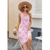 image:imageZeagoo Women Summer Casual Dresses 2026 Sleeveless Midi Pleated Tank Sundress with Pockets V Neck A Line Swing Tshirt DressPink Print