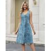 image:imageZeagoo Women Summer Casual Dresses 2026 Sleeveless Midi Pleated Tank Sundress with Pockets V Neck A Line Swing Tshirt DressPlant Blue