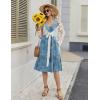 image:imageZeagoo Women Summer Casual Dresses 2026 Sleeveless Midi Pleated Tank Sundress with Pockets V Neck A Line Swing Tshirt DressPlant Blue