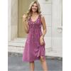 image:imageZeagoo Women Summer Casual Dresses 2026 Sleeveless Midi Pleated Tank Sundress with Pockets V Neck A Line Swing Tshirt DressPurple Flowers