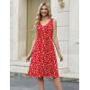 image:imageZeagoo Women Summer Casual Dresses 2026 Sleeveless Midi Pleated Tank Sundress with Pockets V Neck A Line Swing Tshirt DressRed White Floral