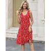 image:imageZeagoo Women Summer Casual Dresses 2026 Sleeveless Midi Pleated Tank Sundress with Pockets V Neck A Line Swing Tshirt DressRed White Floral