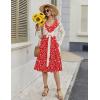 image:imageZeagoo Women Summer Casual Dresses 2026 Sleeveless Midi Pleated Tank Sundress with Pockets V Neck A Line Swing Tshirt DressRed White Floral