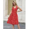image:imageZeagoo Women Summer Casual Dresses 2026 Sleeveless Midi Pleated Tank Sundress with Pockets V Neck A Line Swing Tshirt DressRed White Floral