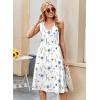 image:imageZeagoo Women Summer Casual Dresses 2026 Sleeveless Midi Pleated Tank Sundress with Pockets V Neck A Line Swing Tshirt DressWhite Blue