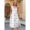 image:imageZeagoo Women Summer Casual Dresses 2026 Sleeveless Midi Pleated Tank Sundress with Pockets V Neck A Line Swing Tshirt DressWhite Blue