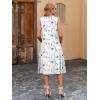 image:imageZeagoo Women Summer Casual Dresses 2026 Sleeveless Midi Pleated Tank Sundress with Pockets V Neck A Line Swing Tshirt DressWhite Blue