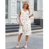 image:imageZeagoo Women Summer Casual Dresses 2026 Sleeveless Midi Pleated Tank Sundress with Pockets V Neck A Line Swing Tshirt DressWhite Floral